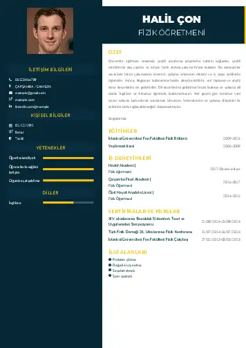 Fizik Öğretmeni CV Örnekleri cv indir